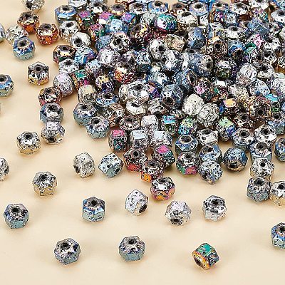 210Pcs 6 Colors Electroplated Natural Lava Rock Beads G-OC0001-97-1