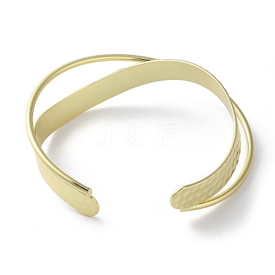 Rack Plating Brass Criss Cross Cuff Bangles X-BJEW-M039-02G-1