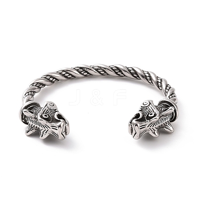 304 Stainless Steel Dragon Open Cuff Bangle for Men Women BJEW-M230-06AS-1