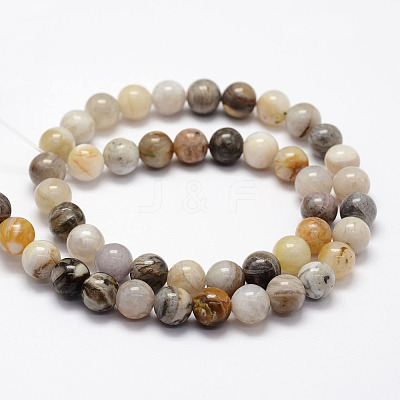 Natural Bamboo Leaf Agate Beads Strands X-G-F364-02-8mm-1