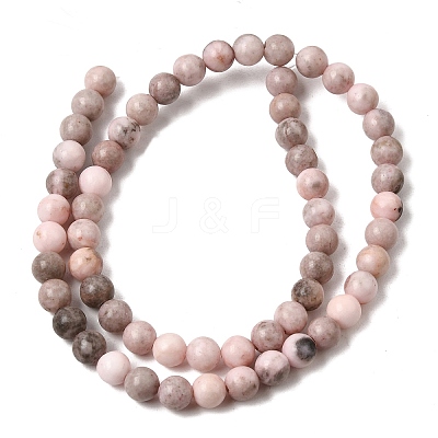 Natural Pink Zebra Jasper Beads Strands X-G-P231-01-6mm-1