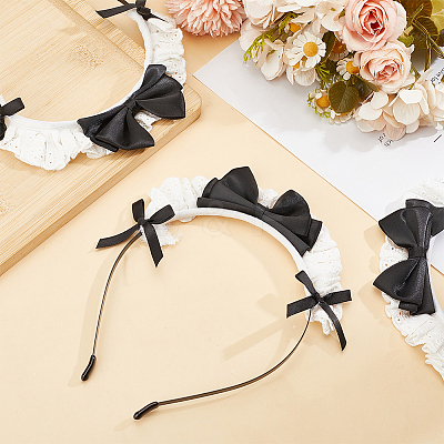 Cloth Bowknot Hair Bands for Women Girl OHAR-WH0029-12A-1