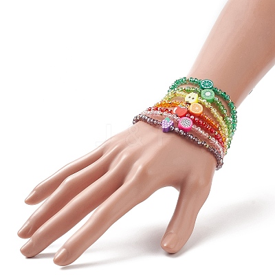 7Pcs 7 Style Glass Beaded Stretch Bracelets Set BJEW-TA00230-1