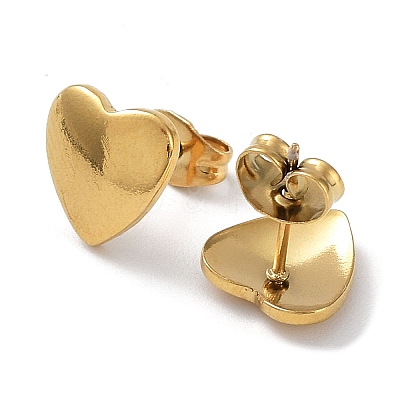 Ion Plating(IP) 304 Stainless Steel Heart Ear Studs for Women EJEW-P234-19G-1