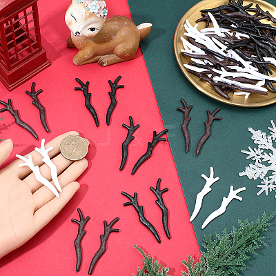 30 Pairs 3 Colors Plastic Snowman Hand Branch Antler AJEW-GF0012-64A-1