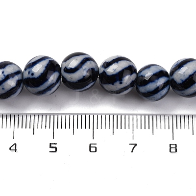 Handmade Blue and White Porcelain Beads Strands PORC-I027-03F-1