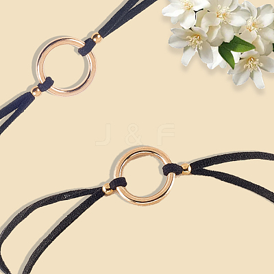 Alloy Ring Link Black Faux Suede Choker Necklaces NJEW-WH20002-11E-1