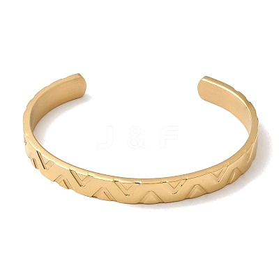 304 Stainless Steel Cuff Bangles for Women Men BJEW-H644-05G-1