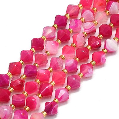 Natural Dyed & Heated Striped Agate/Banded Agate Beads Strands G-I376-B05-01-1