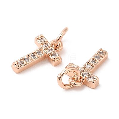 Brass Micro Pave Grade AAA Cubic Zirconia Charms ZIRC-P067-11RG-T-NR-1