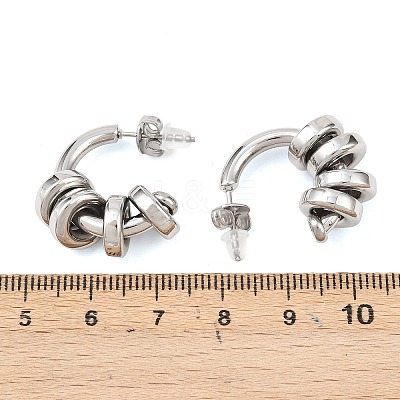 304 Stainless Steel C-Shaped Stud Earrings LS-EJEW-K268-78P-1