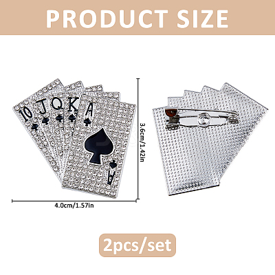2Pcs Poker Card Enamel Pins JEWB-FH0003-18P-1