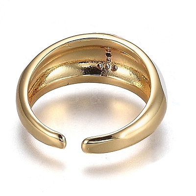 Brass Micro Pave Clear Cubic Zirconia Cuff Rings RJEW-H538-03G-I-1