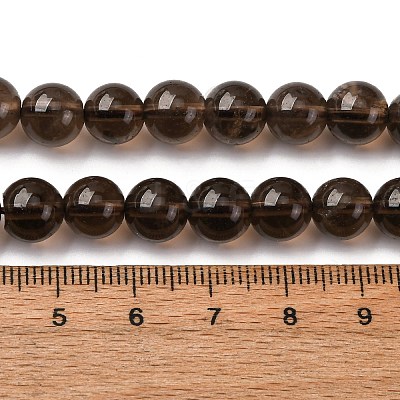 Natural Smoky Quartz Round Beads Strands G-E329-8mm-38B-1