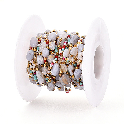Handmade Seed Beads Nuggets Link Chains CHS-T006-34G-1