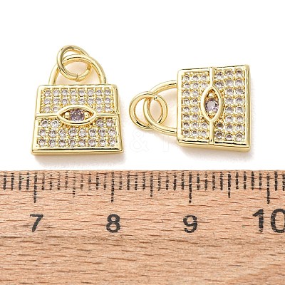 Brass Micro Pave Clear Cubic Zirconia Charms CU-E003-07G-1