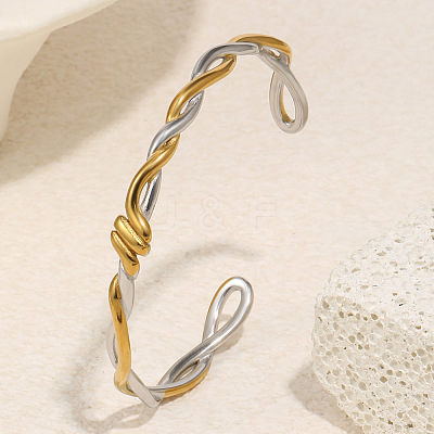 Duo Tone 304 Stainless Steel Twisted Open Cuff Bangles SA-CBA3E4B-03GP-1