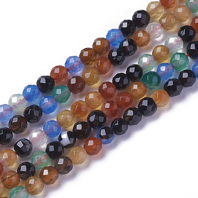 Natural Dyed & Heated Multi-Color Agate Beads Strands G-F596-36-4mm-1