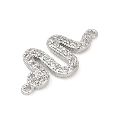 Brass Micro Pave Clear Cubic Zirconia Connector Charms KK-G526-02P-1