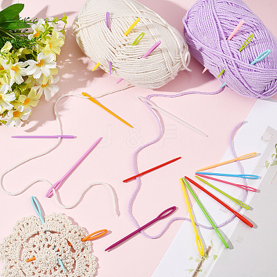 100Pcs 2 Styles Plastic Yarn Knitting Needles SENE-SP0001-02-1