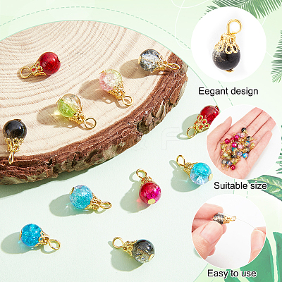 150Pcs Crackle Glass Pendants FIND-DC0001-50-1