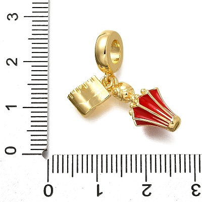 Brass Enamel Badminton European Dangle Charms KK-C087-11G-02-1