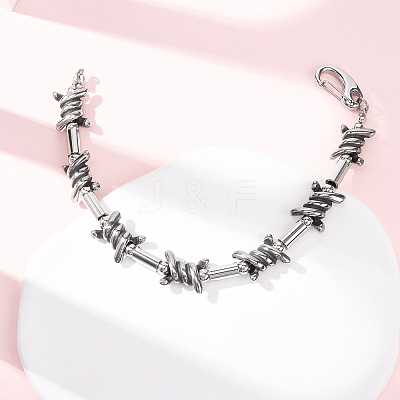 Punk 304 Stainless Steel Barbed Wire Link Chain Bracelets for Women Men BJEW-C148-02AS-1