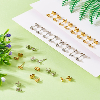 32Pcs 8 Styles 304 Stainless Steel Stud Earring Findings STAS-TA0002-96-1