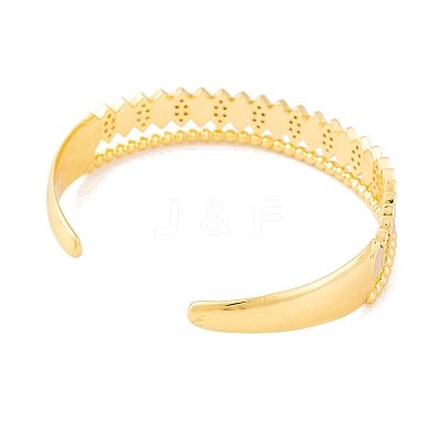 Brass Micro Pave Clear Cubic Zirconia Open Cuff Bangles for Women BJEW-S147-31G-A-1