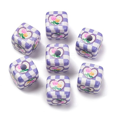 Printed Opaque Acrylic Beads SACR-A009-01B-1