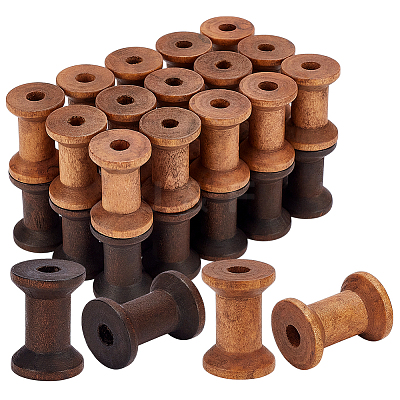 30Pcs 2 Colors Wooden Empty Spools for Wire TOOL-ME0001-04-1