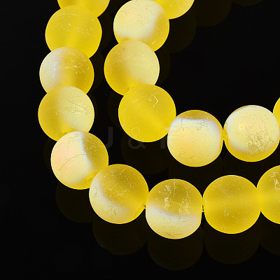 Frosted Transparent Glass Beads Strands GLAA-T032-T10mm-MBB11-1
