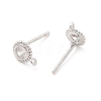 Brass Micro Pave Cubic Zirconia Stud Earring Findings ZIRC-P105-01P-1