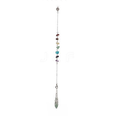 Mixed Natural Gemstone Pointed Drowsing Pendulums PALLOY-JF01992-1
