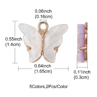 10Pcs 5 Colors Alloy Acrylic Pendants ENAM-YW0003-21-1