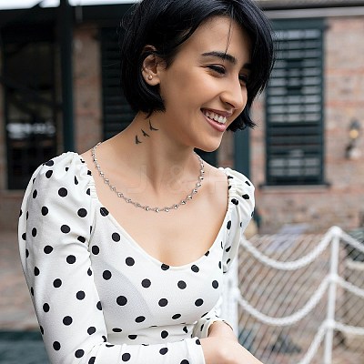 Non-Tarnish 304 Stainless Steel Heart Chain Necklace for Women NJEW-TA00061-1