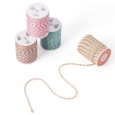4 Rolls 4 Colors 4-Ply Polycotton Cord with Metallic Thread OCOR-TA0003-33C-1