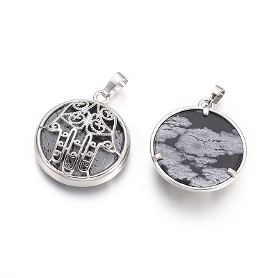 Natural Snowflake Obsidian Pendants G-L512-J04-1