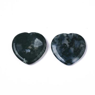 Natural Moss Agate Thumb Worry Stone G-N0325-01F-1
