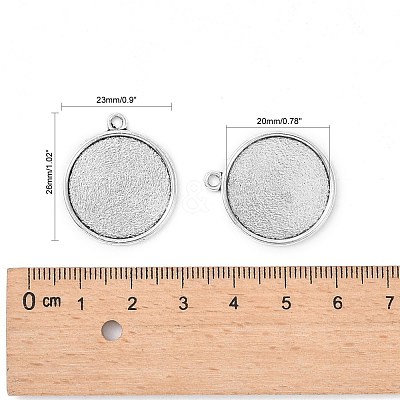 Tibetan Style Antique Silver Alloy Flat Round Pendant Cabochon Settings X-TIBEP-M022-45AS-1