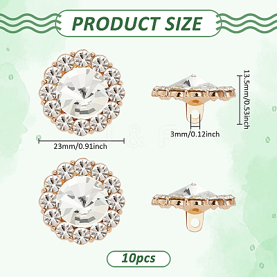 10Pcs Alloy Rhinestone Shank Buttons FIND-FG0003-20KCG-1