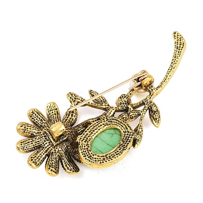 Plastic & Resin Imitation Turquoise Brooch JEWB-P058-03AG-1