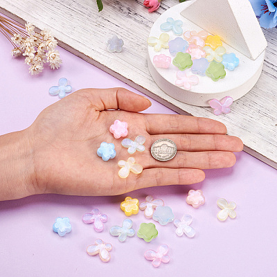 140Pcs 14 Styles Acrylic Resin Beads OACR-TA0001-28-1