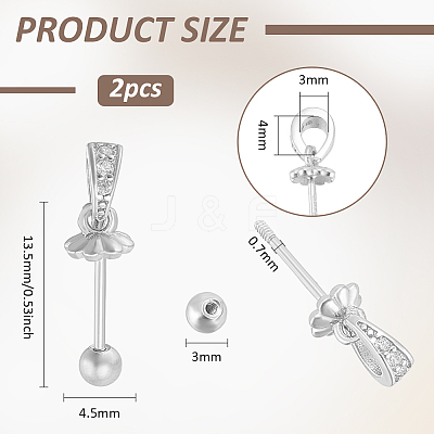 2Pcs Rhomdium Plated Sterling Silver Pendant Bails STER-BC0003-15-1