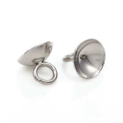 201 Stainless Steel Bead Cap Pendant Bails STAS-G224-24P-02-1