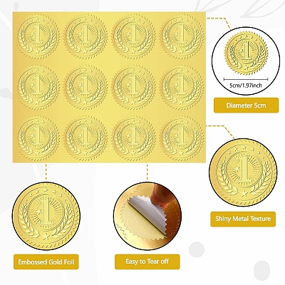 34 Sheets Self Adhesive Gold Foil Embossed Stickers DIY-WH0509-011-1
