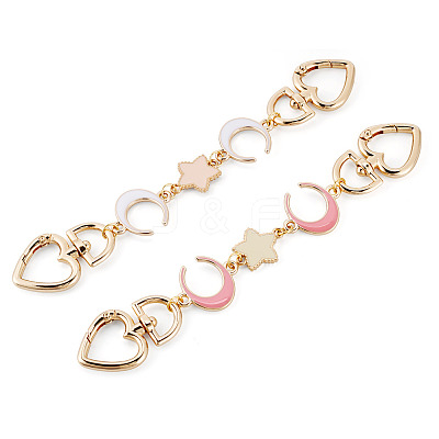 2Pcs 2 Colors Alloy White and Red Enamel Moon Star Bag Extender Chains HJEW-TAC0137-1