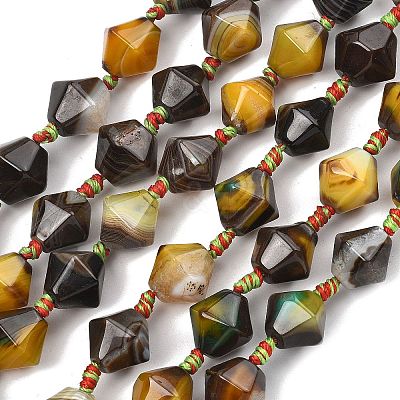 Natural Banded Agate/Striped Beads Strands G-A306-C02-01-1