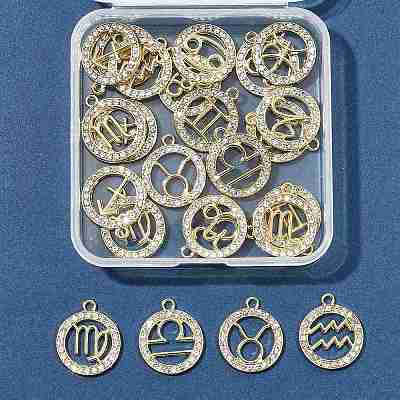 24Pcs 12 Styles Zinc Alloy Crystal Rhinestone Pendants FIND-FS0004-40-1