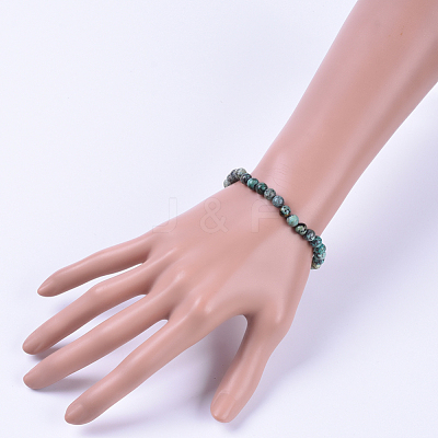 Natural African Turquoise(Jasper) Stretch Bracelets BJEW-JB04557-04-1